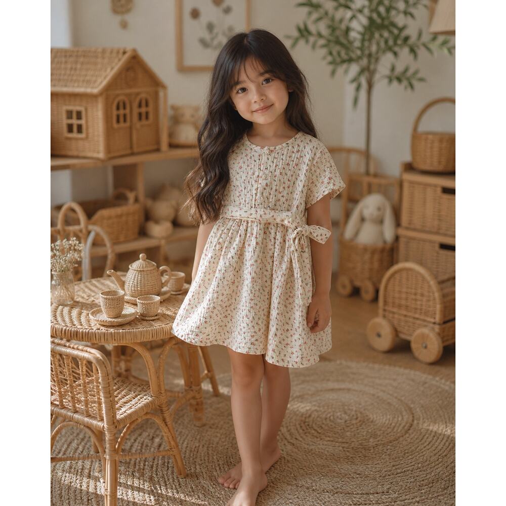 Love These Days Floral Minimalist Muslin Gauzy Dress 5T